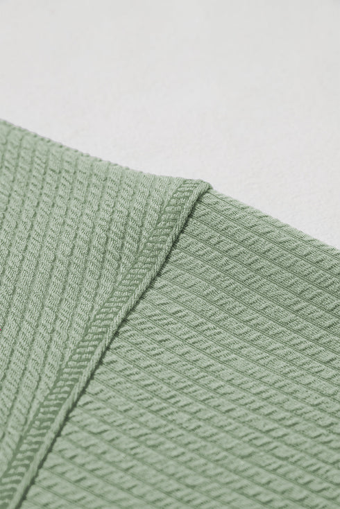 Soft Corded Texture Drop Shoulder Long Sleeve Top