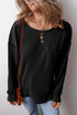 Soft Corded Texture Drop Shoulder Long Sleeve Top