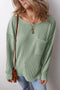 Soft Corded Texture Drop Shoulder Long Sleeve Top