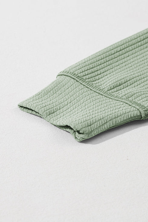 Soft Corded Texture Drop Shoulder Long Sleeve Top