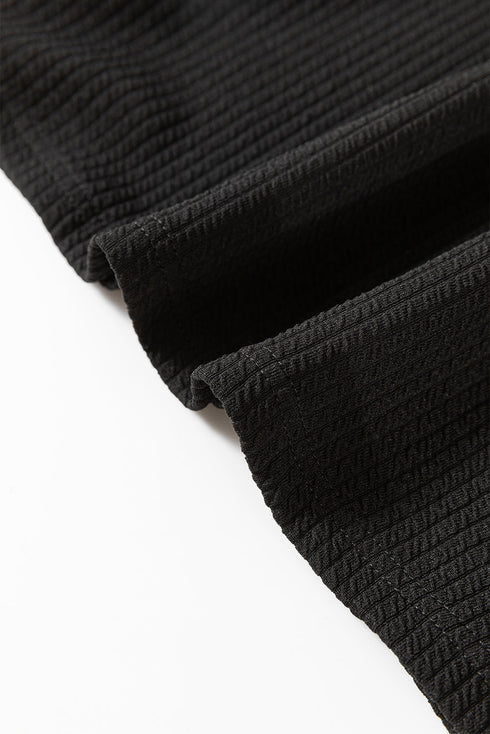 Soft Corded Texture Drop Shoulder Long Sleeve Top
