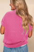 Soft Corded Texture Mock Neck Short Sleeve Top