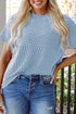Soft Corded Texture Mock Neck Short Sleeve Top