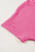 Soft Corded Texture Mock Neck Short Sleeve Top
