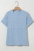 Soft Corded Texture Mock Neck Short Sleeve Top