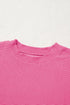 Soft Corded Texture Mock Neck Short Sleeve Top