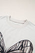 Soft Cotton Blend Bow Graphic Oversized Drop Shoulder Tee