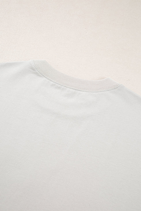 Soft Cotton Blend Bow Graphic Oversized Drop Shoulder Tee