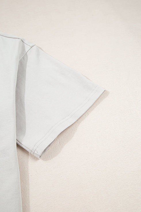 Soft Cotton Blend Bow Graphic Oversized Drop Shoulder Tee