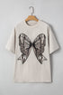 Soft Cotton Blend Bow Graphic Oversized Drop Shoulder Tee