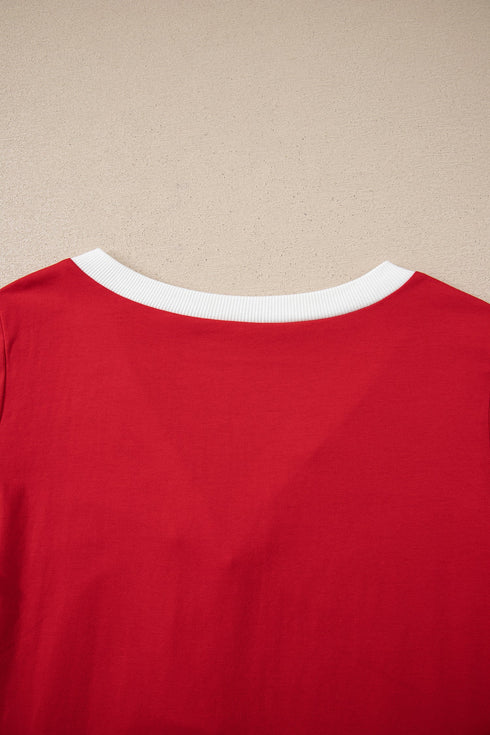 Soft Cotton Blend Button V Neck Bow Detail Lounge Set