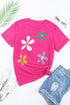 Soft Cotton Blend Floral Graphic Crew Neck Tee