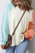 Soft Cotton Blend Patchwork Crew Neck Long Sleeve Top