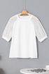 Soft Cotton Blend Pointelle Half Sleeve Crew Neck Tee