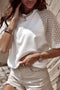 Soft Cotton Blend Pointelle Half Sleeve Crew Neck Tee