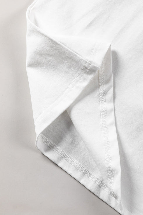 Soft Cotton Blend Pointelle Half Sleeve Crew Neck Tee