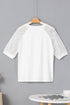 Soft Cotton Blend Pointelle Half Sleeve Crew Neck Tee