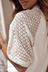 Soft Cotton Blend Pointelle Half Sleeve Crew Neck Tee