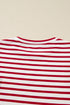 Soft Cotton Blend Ruffle Detail Stripe Long Sleeve Top
