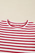 Soft Cotton Blend Ruffle Detail Stripe Long Sleeve Top