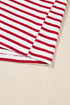 Soft Cotton Blend Ruffle Detail Stripe Long Sleeve Top