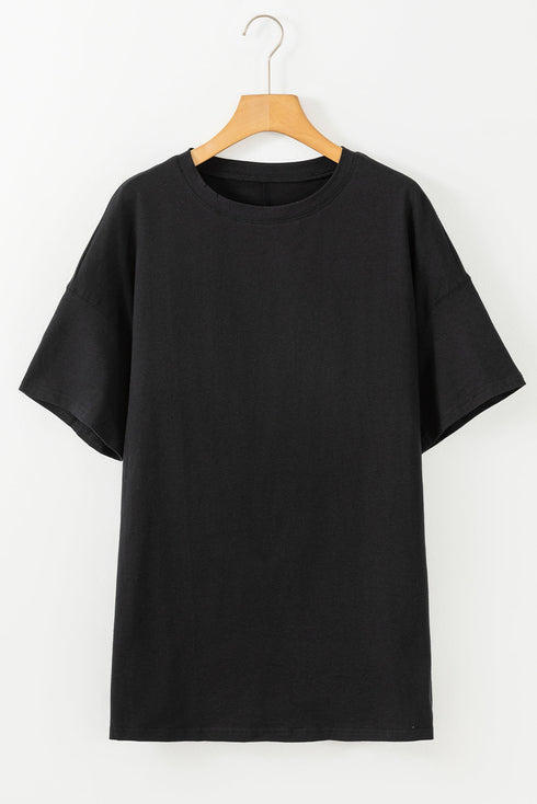 Soft Cotton Blend Short Sleeve Round Neck Tunic Top
