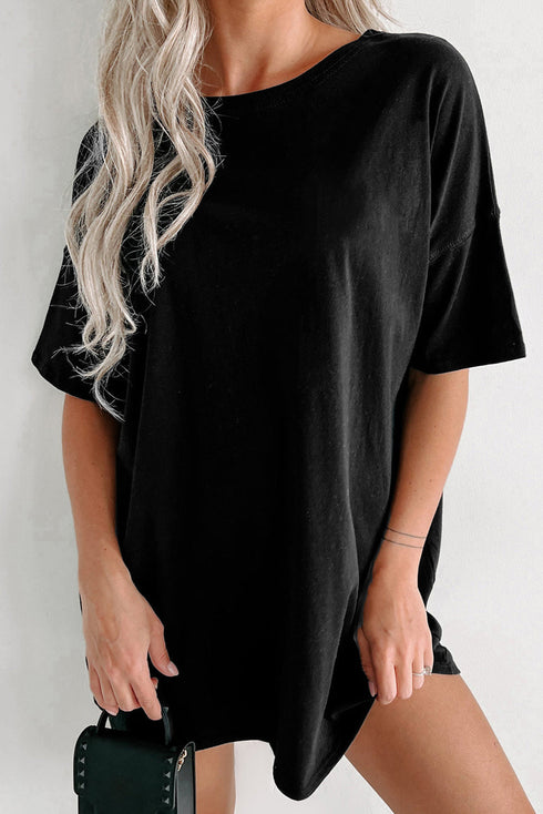 Soft Cotton Blend Short Sleeve Round Neck Tunic Top