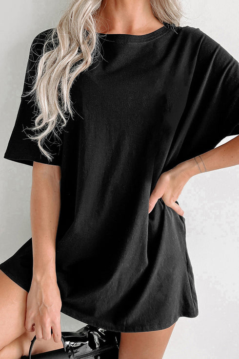 Soft Cotton Blend Short Sleeve Round Neck Tunic Top