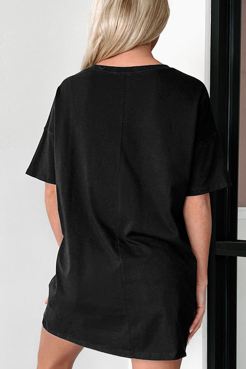 Soft Cotton Blend Short Sleeve Round Neck Tunic Top