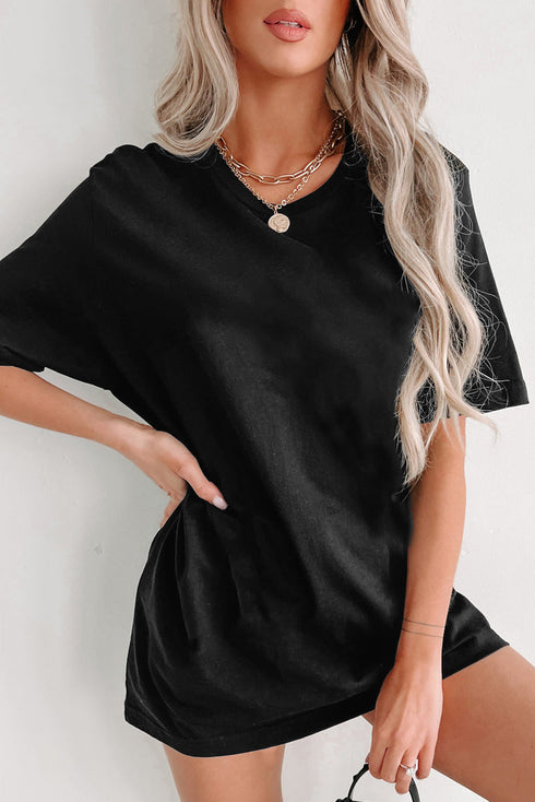 Soft Cotton Blend Short Sleeve Round Neck Tunic Top