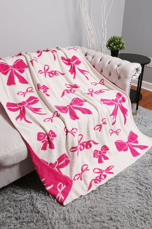Soft Cotton Bow Pattern Plush Throw Blanket