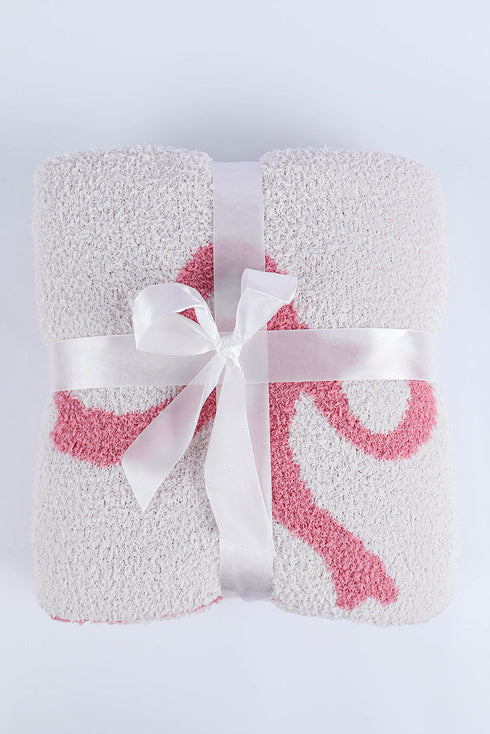 Soft Cotton Bow Pattern Plush Throw Blanket
