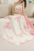 Soft Cotton Bow Pattern Plush Throw Blanket