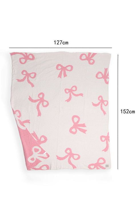 Soft Cotton Bow Pattern Plush Throw Blanket