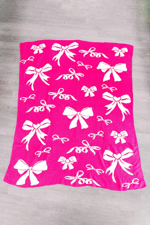 Soft Cotton Bow Pattern Plush Throw Blanket