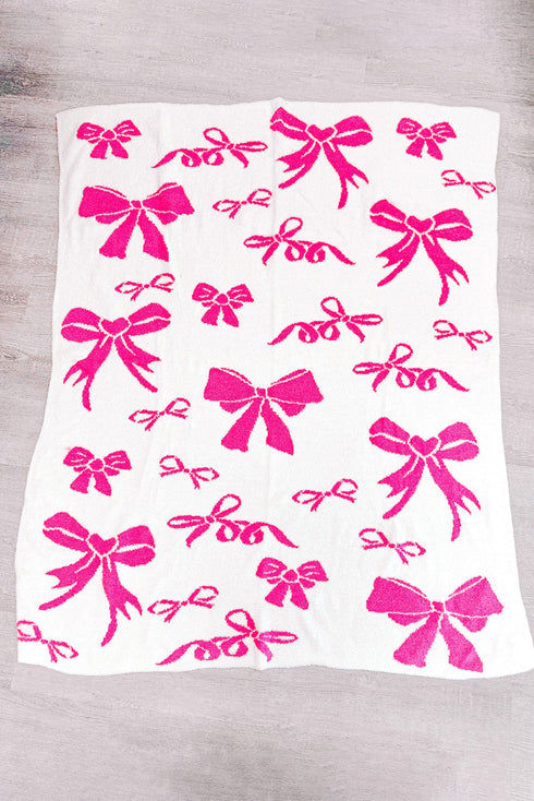 Soft Cotton Bow Pattern Plush Throw Blanket