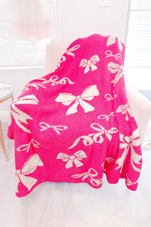 Soft Cotton Bow Pattern Plush Throw Blanket