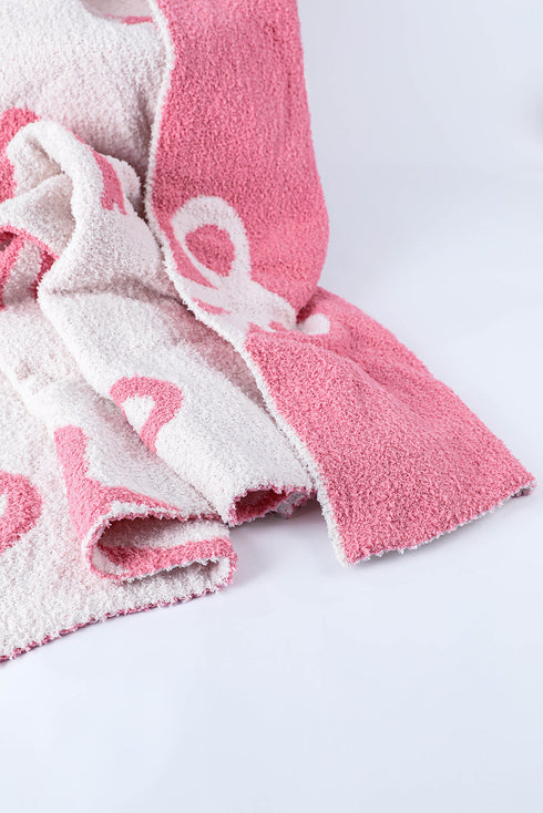 Soft Cotton Bow Pattern Plush Throw Blanket