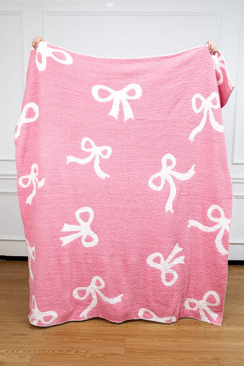 Soft Cotton Bow Pattern Plush Throw Blanket