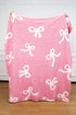 Soft Cotton Bow Pattern Plush Throw Blanket