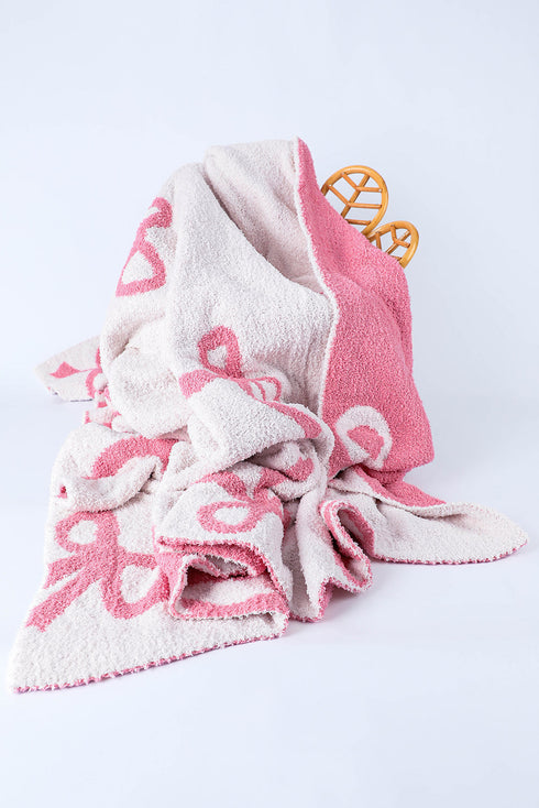 Soft Cotton Bow Pattern Plush Throw Blanket