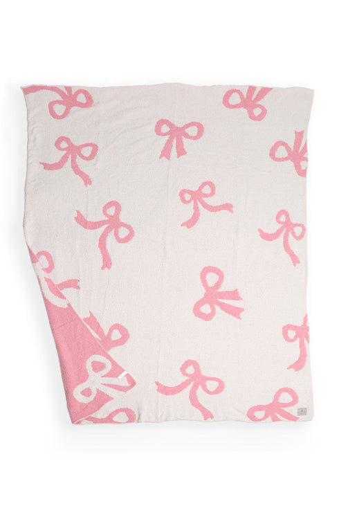 Soft Cotton Bow Pattern Plush Throw Blanket