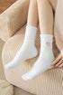 Soft Cotton Crew Socks With Heart Embroidery