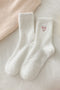 Soft Cotton Crew Socks With Heart Embroidery