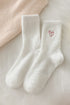Soft Cotton Crew Socks With Heart Embroidery