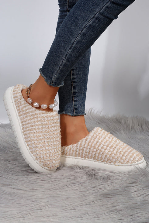 Soft Cotton Knit Round Toe Indoor Slippers
