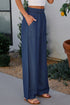 Soft Denim Smocked High Waist Wide Leg Jeans