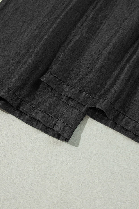 Soft Denim Smocked High Waist Wide Leg Jeans