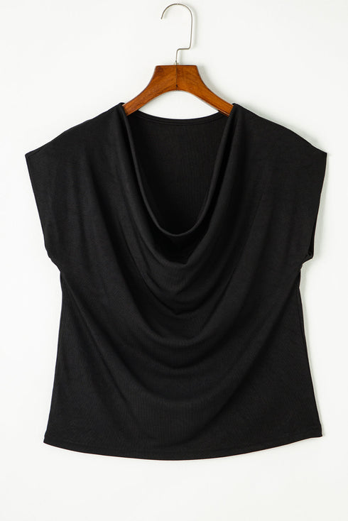 Soft Draped Cowl Neck Batwing Sleeve Top