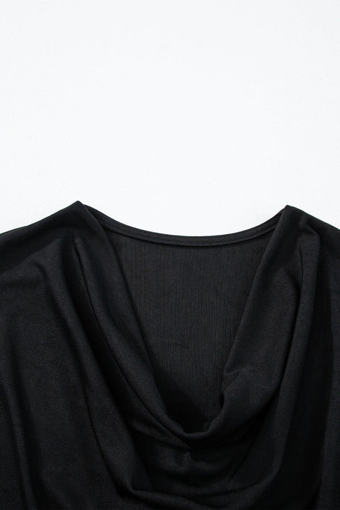 Soft Draped Cowl Neck Batwing Sleeve Top